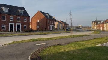 Newly built houses in a street